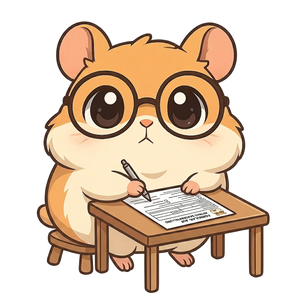 Hamster füllt eine Einladung aus